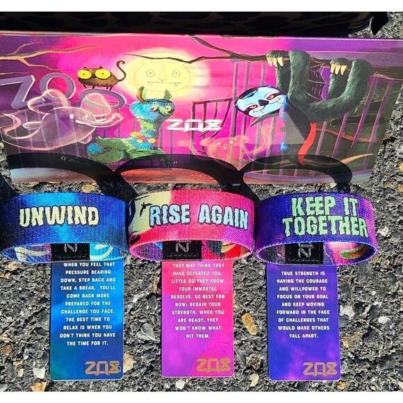 ZOX HALLOWEEN ZOO 2023 - llama mummy sloth MEDIUM pack ART envelope WRISTBANDS - Picture 2 of 12